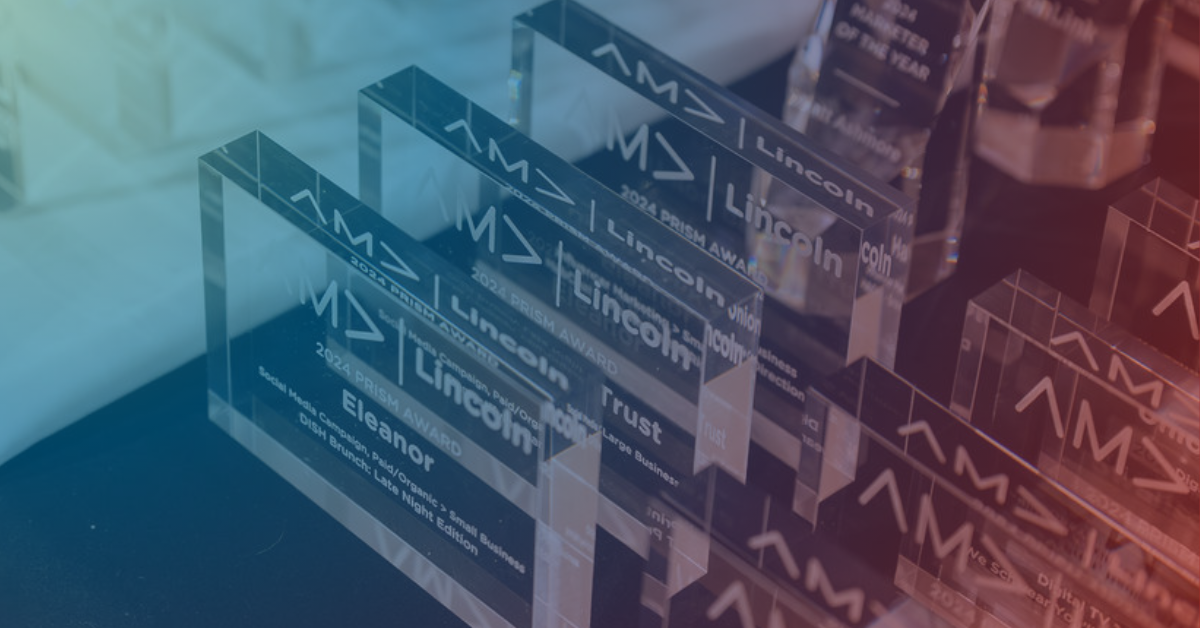 Photo of Prism award displays sitting on a table.