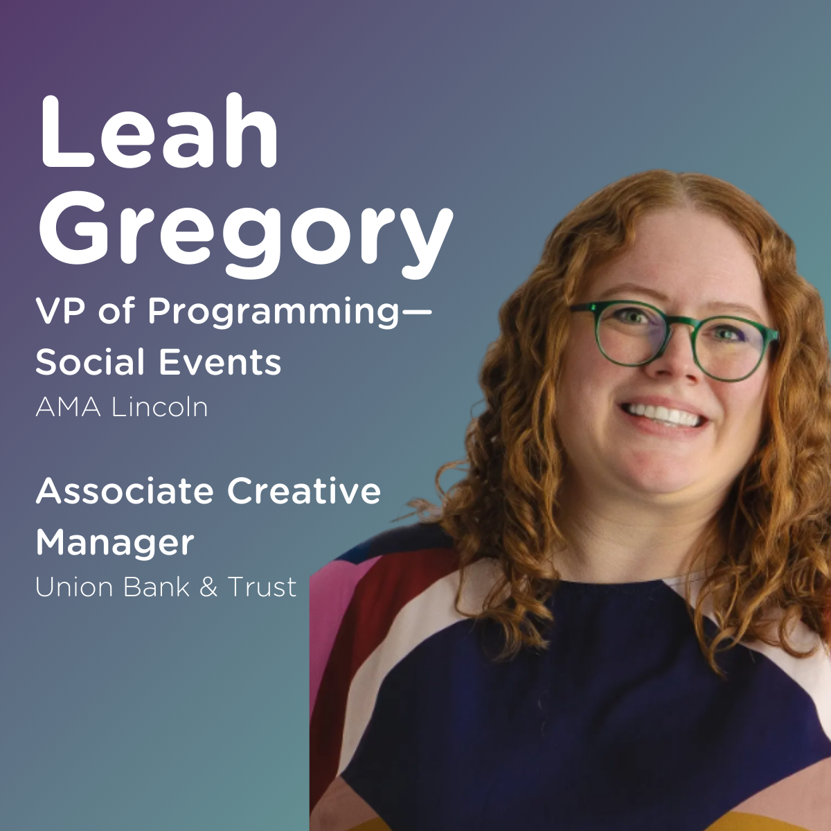 Image of Kayley Cooper with the text "Kayley Cooper", "VP of Membership, AMA Lincoln" and "Sales Development, Relentless Merch"