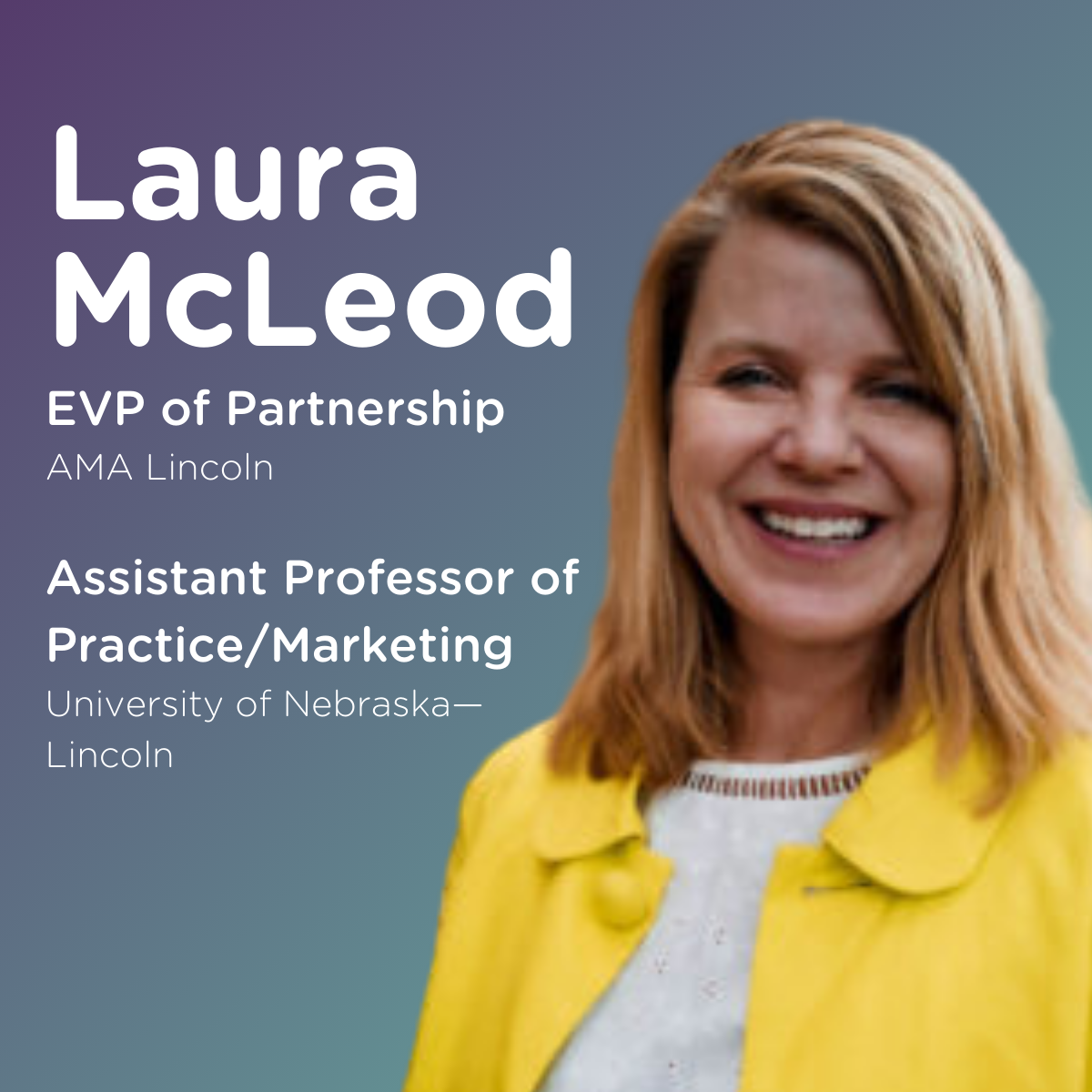 Image of Kayley Cooper with the text "Kayley Cooper", "VP of Membership, AMA Lincoln" and "Sales Development, Relentless Merch"